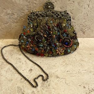 Fully hand beaded evening bag multicolored